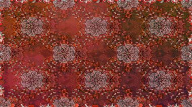 Klasik taslak çizimi. Raster çiçek izi. Çiçeksel kahverengi, pürüzsüz desen. Raster Yumuşak kumaş deseni.