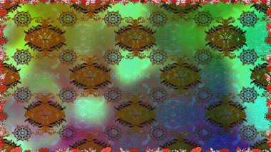 Yeşil renkli çiçekler. Çiçekli karalama şeklinde Raster çiçek deseni. Yumuşak, bahar çiçekli arka plan.