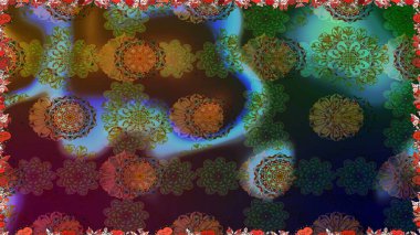 Düz Çiçek Elementleri Tasarımı. Kahverengi renkli çiçekler. Raster illüstrasyonunda kusursuz çiçek deseni. Renkli Bahar Teması Kusursuz Arkaplan.