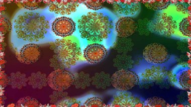 Tebrik kartı geçmişi, boyama kitabı, arkaplan ve tekstil için kullanılabilir. Kusursuz süs izi. Raster Henna tarzı. Sınır Kızılderili çiçekli paisley patten. Etnik Mandala havlusu.