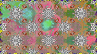 Suluboya kusursuz desen. Moda baskısı. Dekorasyon ve tasarım için güzel bir desen. Eski model. Çiçeğin suluboya çizimlerinin zarif deseni.