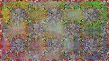 Yapraklı kusursuz desen. Tekstil için figür. Şirin, zarif çiçekler Raster illüstrasyonu. Davetiye ve kartpostal tasarımı için dekoratif çiçek unsurları. Poster veya kapak için arkaplan.