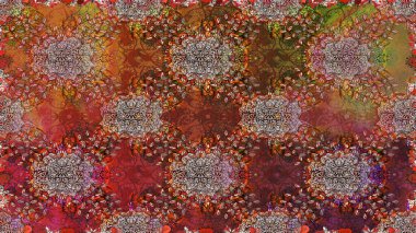 Suluboya tarzında kahverengi renkte. Küçük çiçekli kusursuz yay deseni. Raster illüstrasyonu.