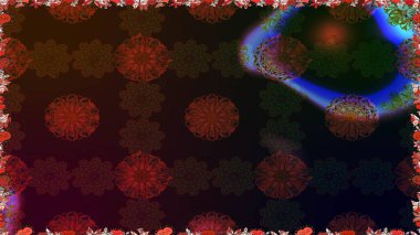 Raster Çiçek İllüstrasyonu güzel tekstil. Kahverengi renklerde etnik çiçeklerle kusursuz bir desen..