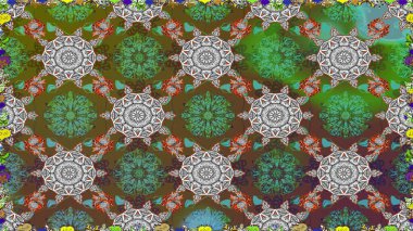 Blossoming background for printing on fabric, wallpaper and paper. Bright bouquets on a fashion grunge background. Cute seamless pattern with a small flower in a vintage style. Raster illustration.