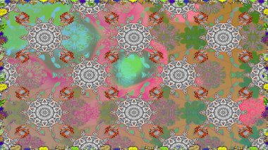 Suluboya kusursuz desen. Moda baskısı. Dekorasyon ve tasarım için güzel bir desen. Eski model. Çiçeğin suluboya çizimlerinin zarif deseni.