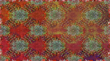 Raster illüstrasyonunda kusursuz çiçek deseni. Kahverengi renkte çiçekler.