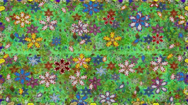 Manzaralı çiçek deseni. Üst manzara, yumuşak yeşil renk tarzı. Sevgililer günü ve tebrik kartı konsepti için şık bir davetiye. Çiçek kompozisyonu, el boyası, hassas şablon..