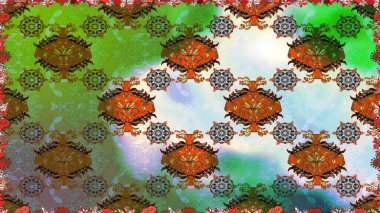 Güzel kumaş deseni. Raster Illustrasyon 'da moda olmayan çiçek deseni. Renkli Yaz Temalı Kusursuz Arkaplan. Düz Çiçek Elementleri Tasarımı.