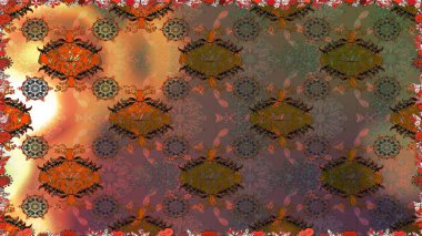 Kahverengi renkli çiçekler. Renkli Bahar Temalı Kusursuz Arkaplan. Düz Çiçek Elementleri Tasarımı. Raster illüstrasyonunda kusursuz çiçek deseni.