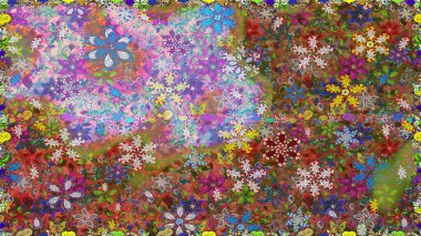 Kahverengi renkli çiçekler. Çiçekli karalama şeklinde Raster çiçek deseni. Nazik, sevimli çiçek arkaplanı..