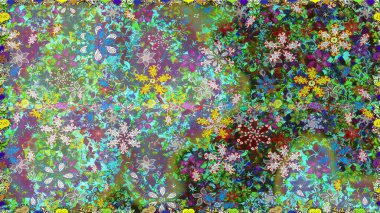 El yapımı çiçek ve bitki koleksiyonu. Eskiz stili yeşil renkler. Raster illüstrasyonu. Şirin karalama çiçekleri olan kusursuz çiçek desenleri. Raster illüstrasyonu.