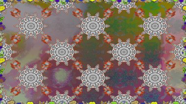 Sevimli çiçek raster deseni. Düz Çiçek Elementleri Tasarımı. Gri renkli çiçekler. Kusursuz Renksiz Bahar Teması Kusursuz Arkaplan.