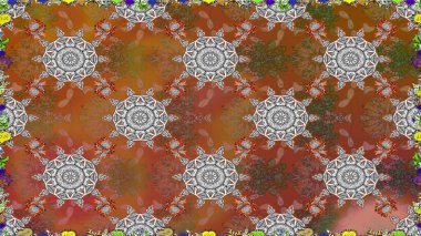 Raster illüstrasyonu. Kahverengi renkli güzel bir tekstil. Çiçeklerle suluboya desenleri.