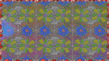 Kabile sanatı boho baskısı, klasik çiçek arkaplanı. Soyut etnik raster kusursuz desen. Arkaplan dokusu, duvar kağıdı, gri renkli çiçek teması.