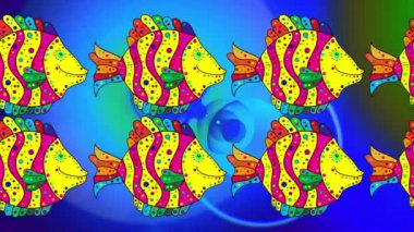 Renkli unsurlarla hareketli arka plan görüntüleri. Çiçekler. Eski model. Bayrak tarzı. Video kaydı. Şablon. Döngü. Kusursuz..