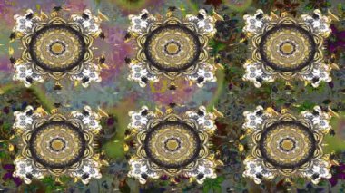 Renkli unsurlarla hareketli arka plan görüntüleri. Çiçekler. Eski model. Bayrak tarzı. Video kaydı. Şablon. Döngü. Kusursuz..