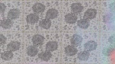 Renkli unsurlarla hareketli arka plan görüntüleri. Çiçekler. Eski model. Bayrak tarzı. Video kaydı. Şablon. Döngü. Kusursuz..