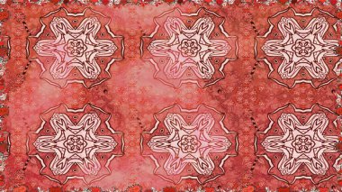 Düz Çiçek Elementleri Tasarımı. Raster illüstrasyonunda kusursuz çiçek deseni. Renkli Bahar Temalı Kusursuz Arkaplan. Pembe renkte çiçekler.