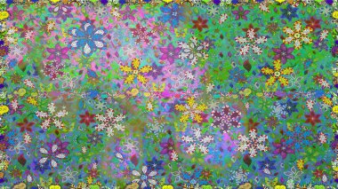 Raster Cute fabric pattern. Flat Flower Elements Design. Seamless vintage. Colour Spring Theme seamless pattern Background.