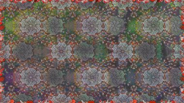 Raster illüstrasyonunda kusursuz çiçek deseni. Renkli Bahar Temalı Kusursuz Arkaplan. Gri renkli çiçekler. Düz Çiçek Elementleri Tasarımı.