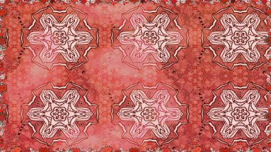 Düz Çiçek Elementleri Tasarımı. Raster illüstrasyonunda kusursuz çiçek deseni. Renkli Bahar Temalı Kusursuz Arkaplan. Pembe renkte çiçekler.