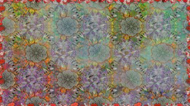 Raster illüstrasyonu. Kusursuz çiçek deseni duvar kâğıdı olarak kullanılabilir. Gri renkli çiçekler.