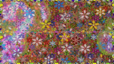 Raster illüstrasyonu. Çiçekli güzel suluboya desen. Kahverengi renklerde.