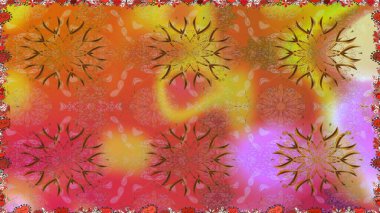 Renkli Bahar Temalı Kusursuz Arkaplan. Süslü kumaş deseni. Düz Çiçek Elementleri Tasarımı. Raster illüstrasyonunda kusursuz çiçek deseni.