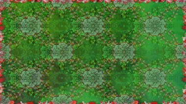 Çiçek desenleri yeşil renklerde, el yapımı papatyalar, papatyalar. Tekrarlayan çiçek arkaplanı, zarif yeşil çiçek duvar kağıdı.