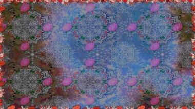 Çiçeklerle kusursuz desen. El çizimi. Gri renkli çiçekler. Suluboya çizimi.