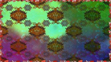 Raster illüstrasyonu. Şirin çiçekli kusursuz desen ve yeşil renkli yapraklar, suluboya çiçek deseni, duvar kağıdı, kart veya kumaş için fayanslı.