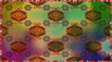 Bahar Tema Dikişsiz desen arka plan rengi. Düz çiçek öğeleri tasarım. Sorunsuz vintage. Raster şirin kumaş deseni.