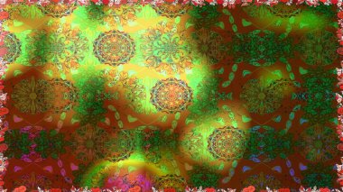 El çizimi çiçekli, pürüzsüz bir desen. Tekstil, kumaş, ambalaj, hatıra defteri için hoş bir çiçek arkaplanı. Kahverengi arka planda. Çocuksu tasarım.