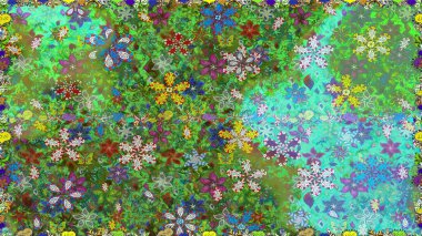 Yeşil renkli çiçekler. Raster düz çiçekleri pürüzsüz desen. Tasarım hediye paketi, tebrik kartları, posterler ve afiş tasarımı.