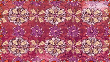 Çiçek izi. Suluboya tarzında pembe renkli çiçekler. Suluboya kusursuz desen.