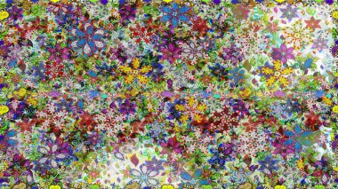 Raster illüstrasyonu. Tarafsız renklere karalamalar çizen kusursuz çiçek deseni.