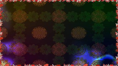 Çok renkli, zarif küçük çiçekler ve gri renkli komik böcekler, raster desen, illüstrasyon.