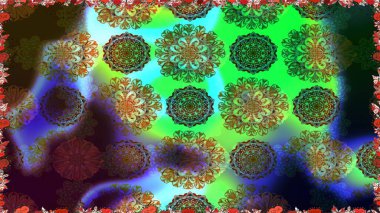 Şirin çiçek elementleri. Kusursuz. Yeşil renkli çiçekler. Raster illüstrasyonu.