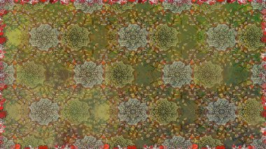 Soyut etnik raster kusursuz desen. Vadinin çiçekleri kahverengi renklerde. Çiçekler..