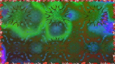 Çiçekli el, pürüzsüz desen çizmiş. Modern gelişim yeşil raster arka plan duvar kâğıdı illüstrasyon klasik çizgili iz sürme desenli çiçekler, çiçekli süsler.