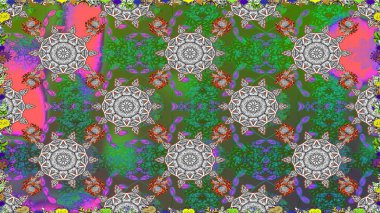 Raster kına dövme tarzı. Hint çiçek desenli madalyon desen. Etnik Mandala süsleme. Tekstil, tebrik kartı, boyama kitabı, telefon durumda yazdırma için kullanılabilir.