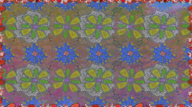 Çiçeksiz desenli arka plan. Renkli Bahar Temalı Kusursuz Arkaplan. Düz Çiçek Elementleri Tasarım Raster illüstrasyonu. Gri renkli çiçekler.