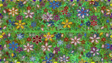 Modern gelişim yeşil raster arka plan duvar kâğıdı illüstrasyonu klasik çizgili, desenli desenli çiçekler, çiçekli süsler. Çiçekli el, pürüzsüz desen..