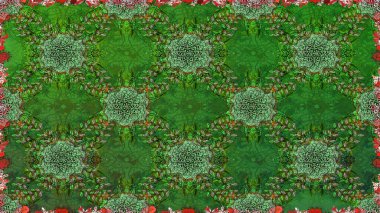 Raster illüstrasyonunda kusursuz çiçek deseni. Güzel kumaş deseni. Düz Çiçek Elementleri Tasarımı. Renkli Bahar Teması Kusursuz Arkaplan.