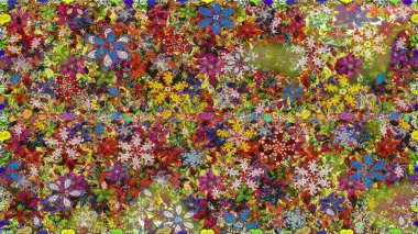 Raster illüstrasyonu. Kahverengi renklerde. Soyut çiçek desensiz arkaplan. Raster deseni. Küçük çiçekte sevimli çiçek deseni var..