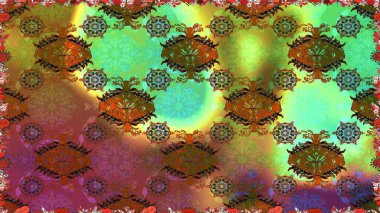 Raster illüstrasyonu. Çiçeksiz desenli arka plan, darbeler, sıçramalar, yaz çiçekleri. Kahverengi renkte çiçekler.