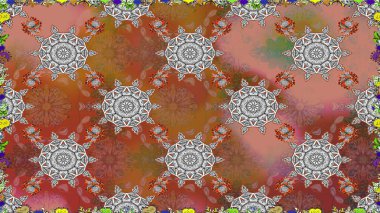 Raster illüstrasyonunda kusursuz çiçek deseni. Suluboya tarzında kahverengi renkte çiçekler.