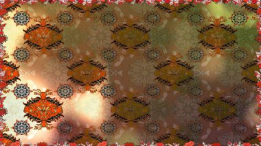 Kahverengi renkli çiçekler. Renkli Bahar Temalı, pürüzsüz bir arka plan. Düz Çiçek Elementleri Tasarım Raster illüstrasyonu. Çiçekli, suluboya desenli kusursuz çiçek deseni.