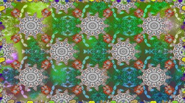 Güzel kumaş deseni. Raster illüstrasyonunda kusursuz çiçek deseni. Renkli Bahar Temalı Kusursuz Arkaplan. Düz Çiçek Elementleri Tasarımı.